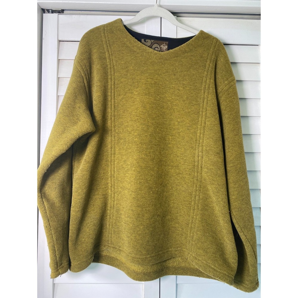 Prana Breathe Men's Chartreus Fleece Sweatshirt V Neck Long Sleeve, Warm | Large
